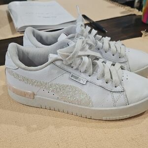 Puma White and Silver Sneakers Versatile Style